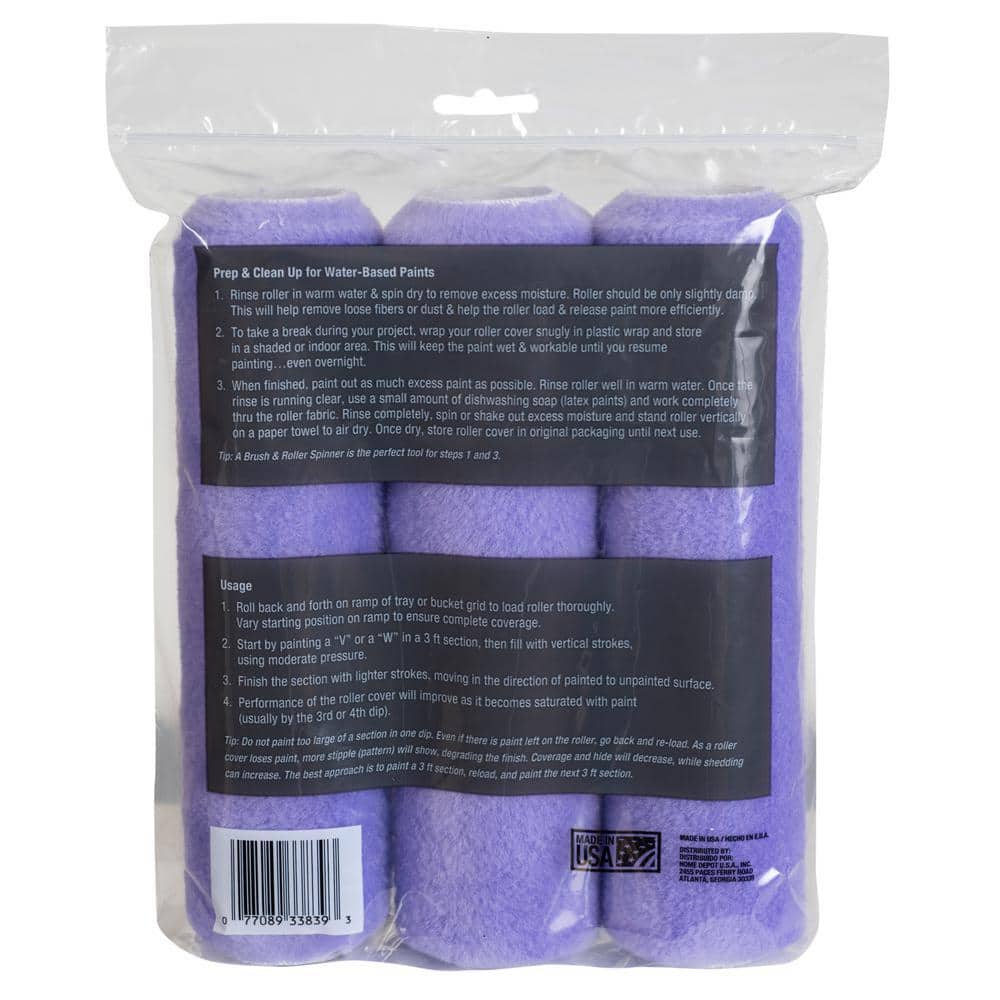 Linzer 9 in. x 3/8 in. High-Capacity Polyester Knit Paint Roller Cover (3-Pack) (3)