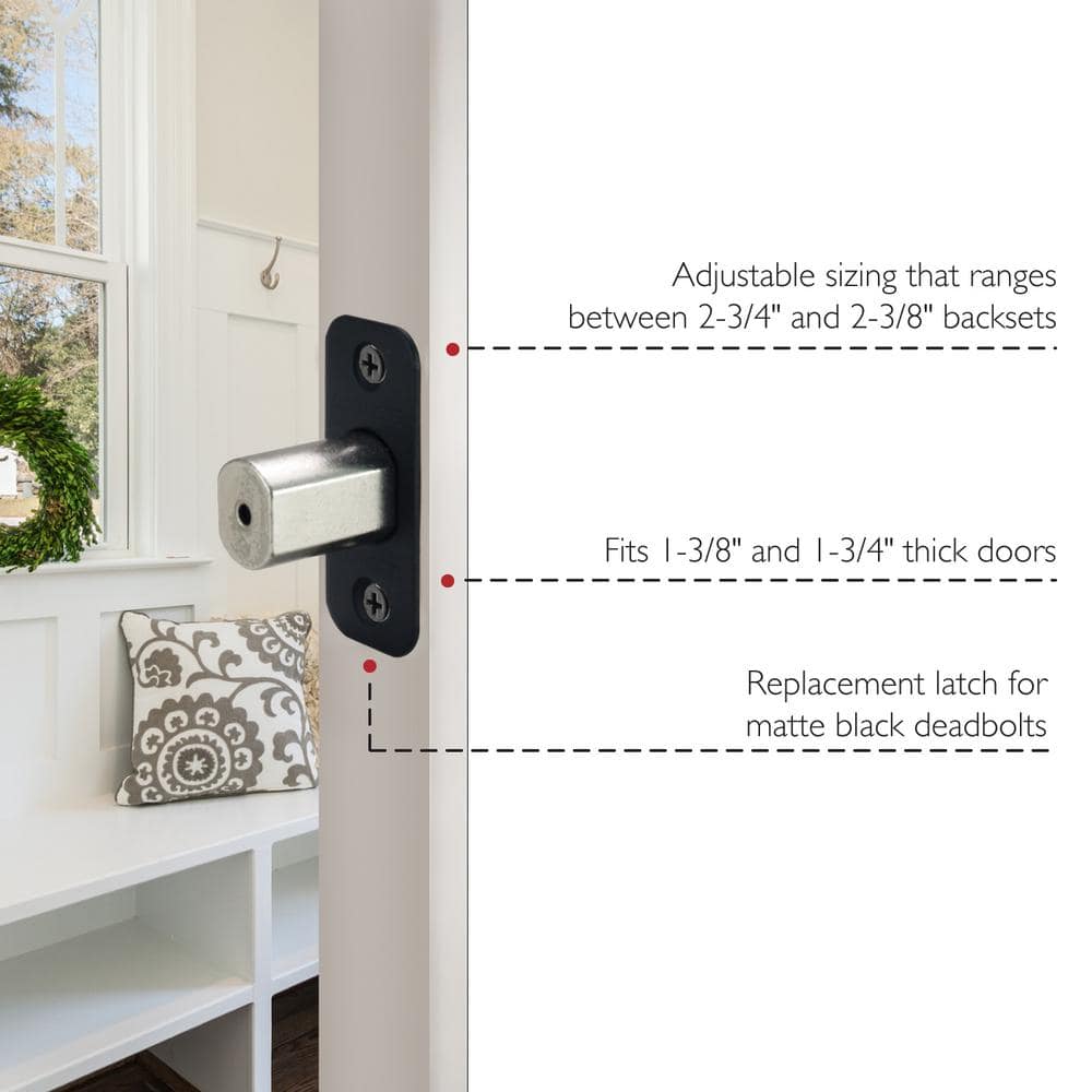Design House 2-Way Matte Black Adjustable Round Corner Deadbolt Latch (3)