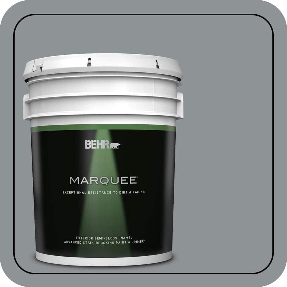 BEHR MARQUEE 5 gal. #PPU26-05 Flint Gray Semi-Gloss Enamel Exterior Paint & Primer