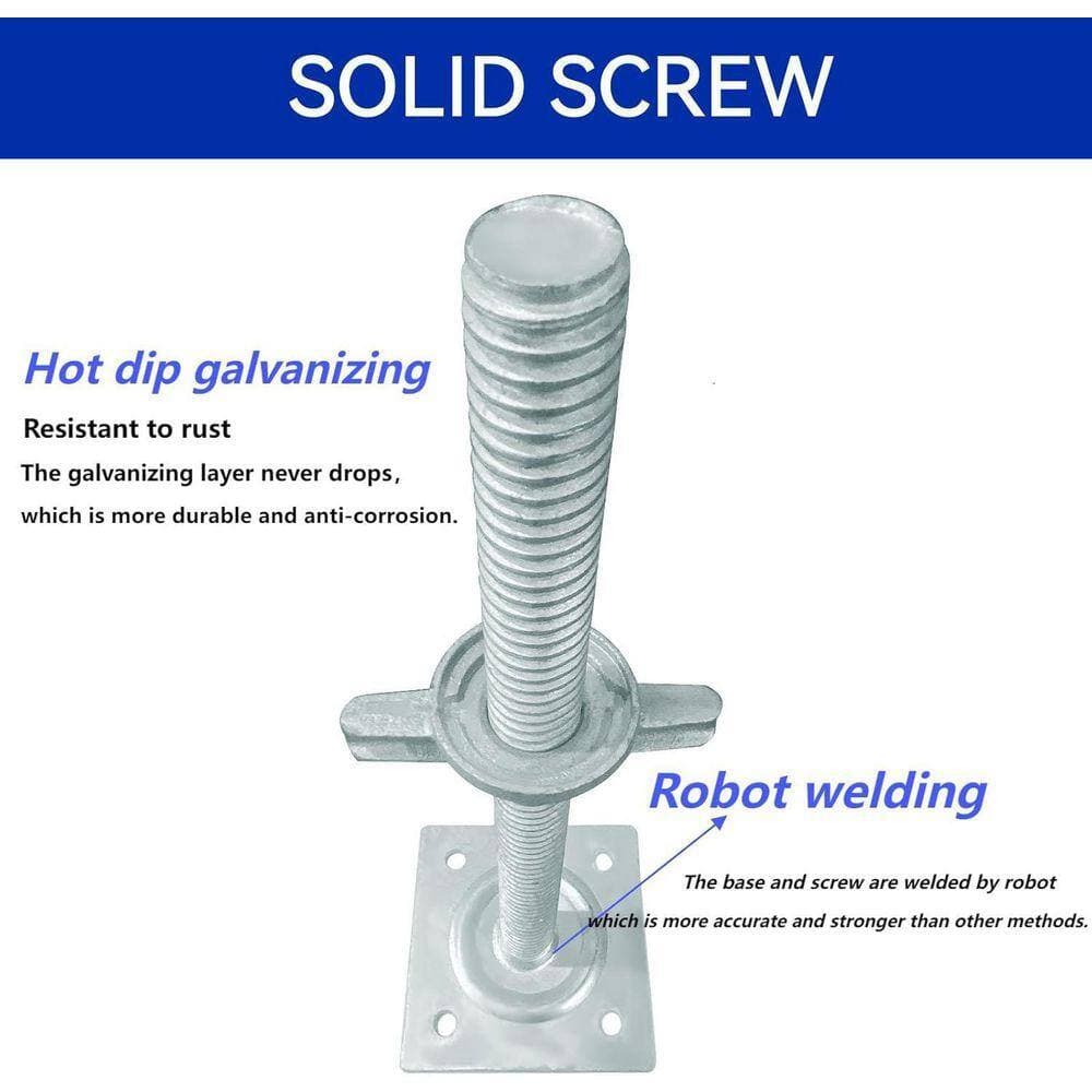 KIWDZFU Adjustable Scaffold Leveling Jack 18 Inch 1-1/4 Inch OD for Baker-Style Scaffolding 4 Pack (3)