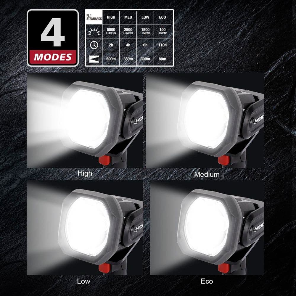 Husky 5000 Lumens Hybrid Power LED Rechargeable Swivel Rechargeable Spotlight (3)