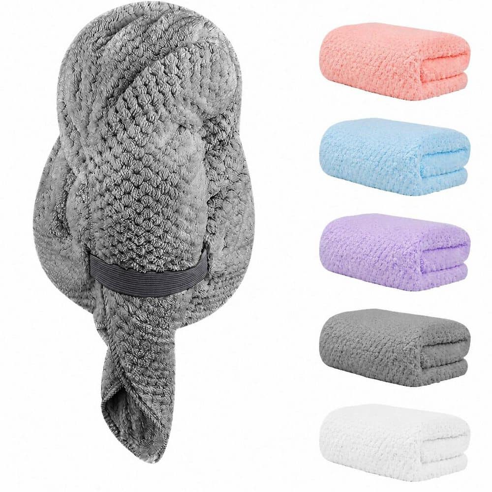 LAIFUCAM Multicolor Hair Towel Wrap 5 Pack Microfiber Super Soft Fast Drying Turban for All Hair Types Anti Frizz (1)