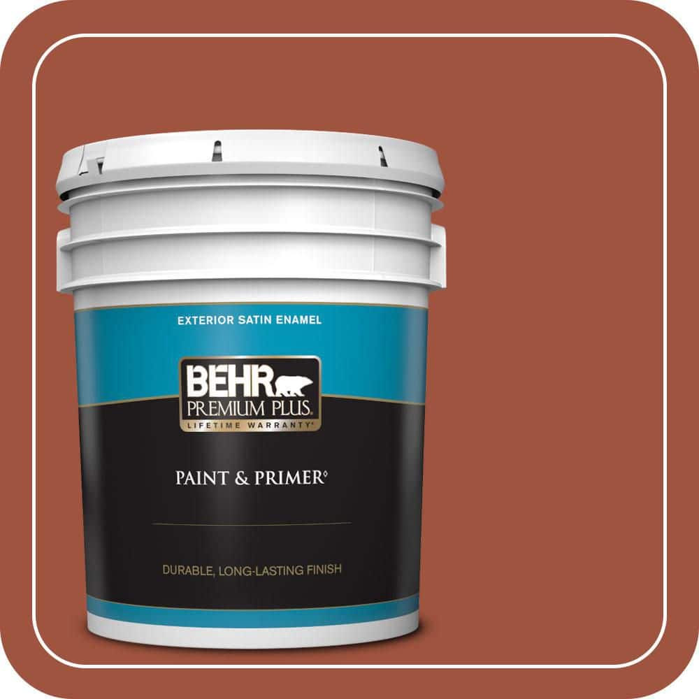 BEHR PREMIUM PLUS 5 gal. #MQ1-25 Kalahari Sunset Satin Enamel Exterior Paint & Primer