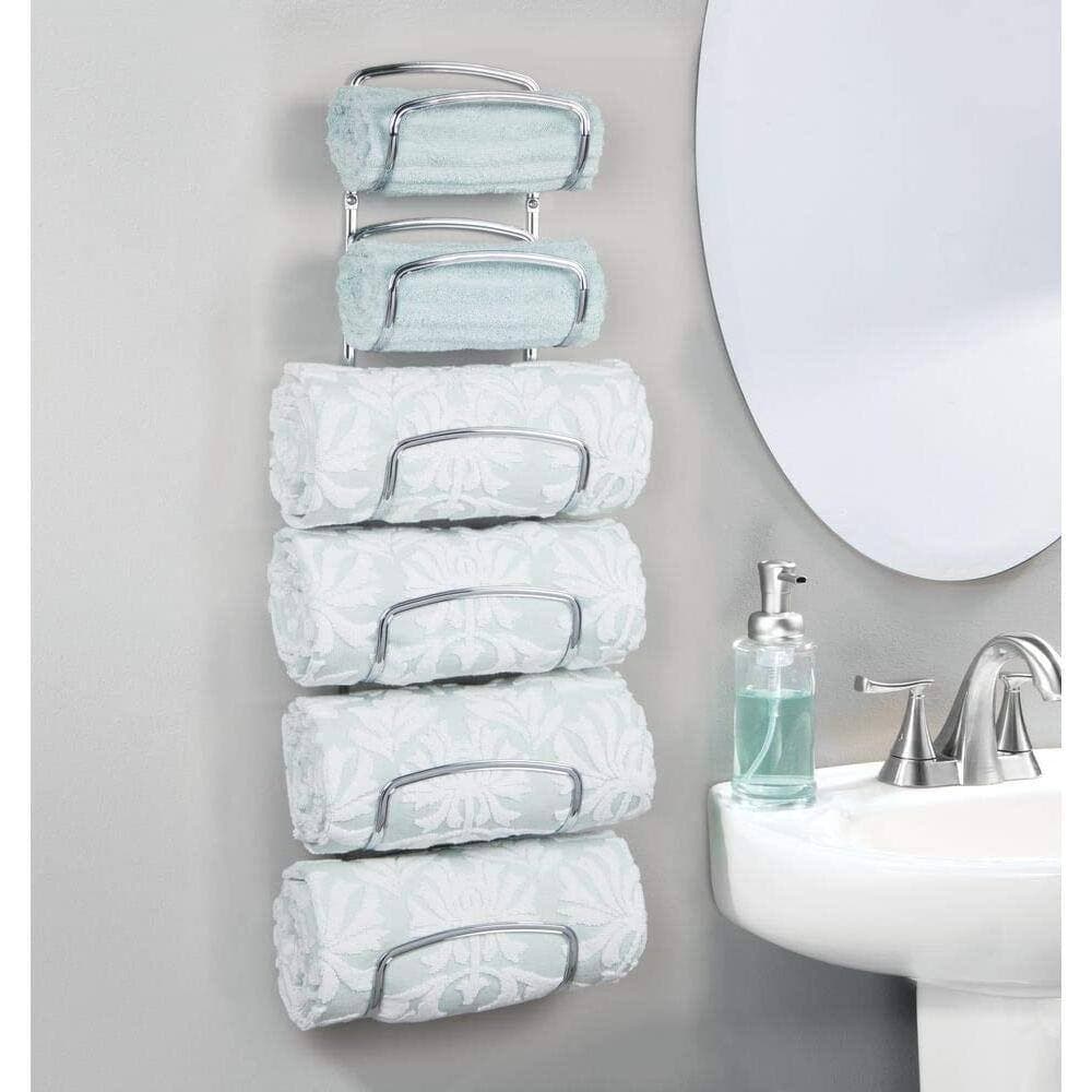 Dyiom Steel Towel Holder for Bathroom Wall -Six Level Wall Mount Towel Storage Rack - Chrome (2)
