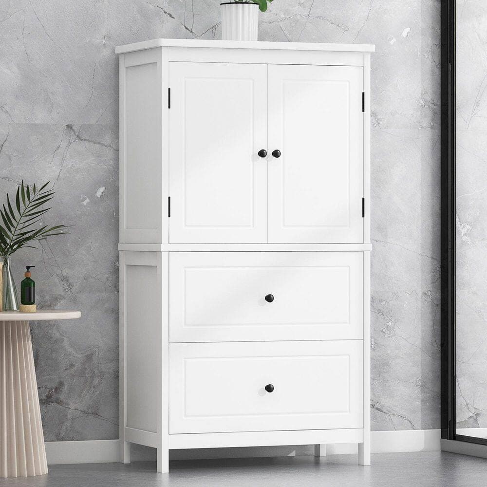 Coporesell 24 in. W 12 in. D 43 in. H MDF Linen Cabinet w/2-Doors and Drawers (4)