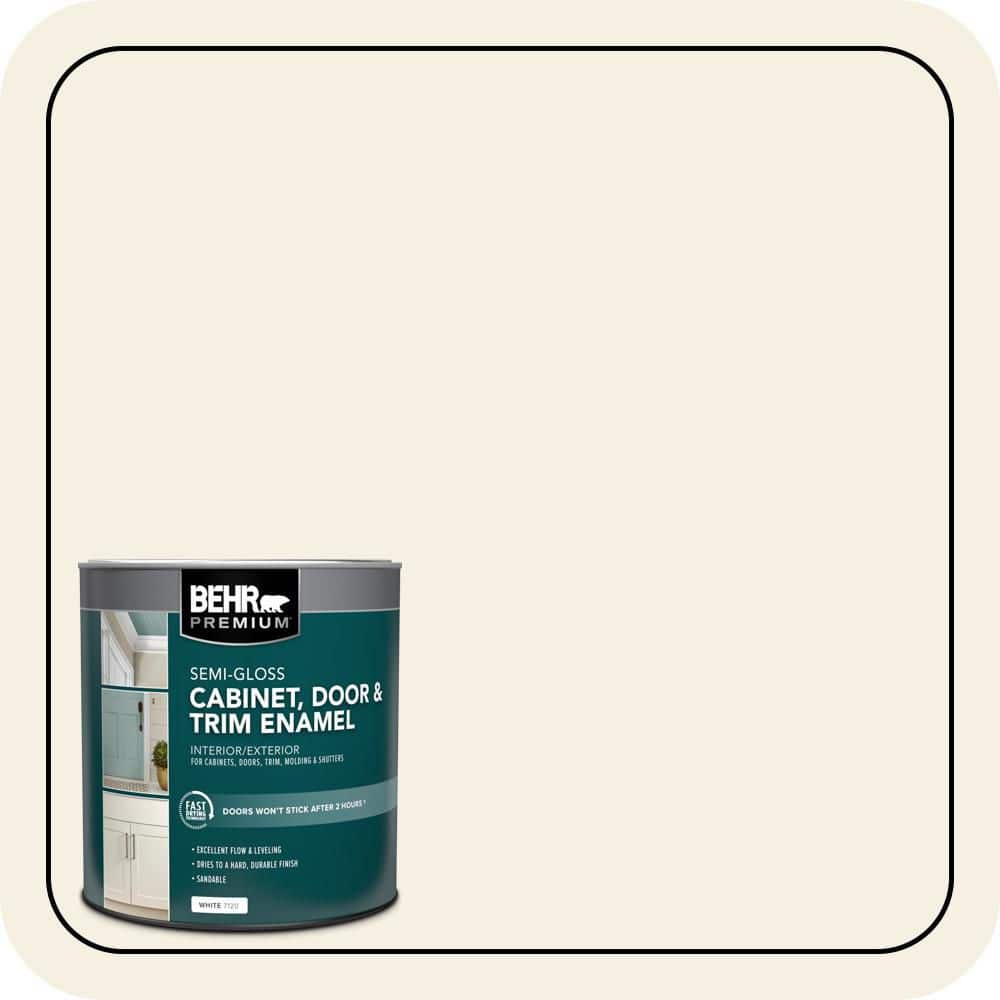 BEHR PREMIUM 1 qt. #ICC-20 Elegant White Semi-Gloss Enamel Interior/Exterior Cabinet, Door & Trim Paint (1)