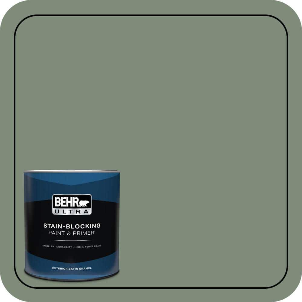 BEHR ULTRA 1 qt. #450F-5 Amazon Moss Satin Enamel Exterior Paint & Primer