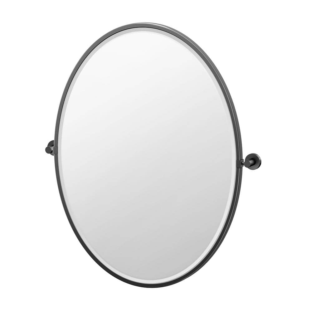 Gatco Glam 25 in. W x 33 in. H Framed Oval Beveled Edge Bathroom Vanity Mirror in Matte Black (1)