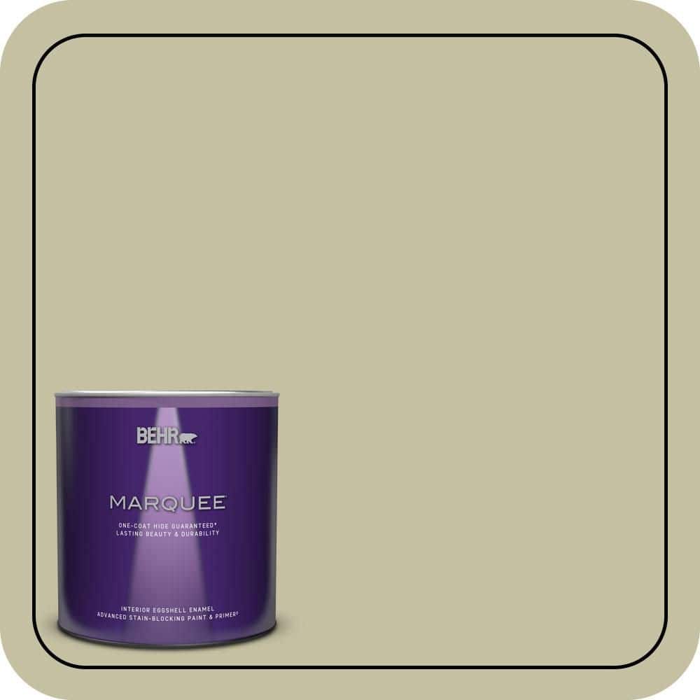 BEHR MARQUEE 1 qt. #S350-3 Washed Olive One-Coat Hide Eggshell Enamel Interior Paint & Primer