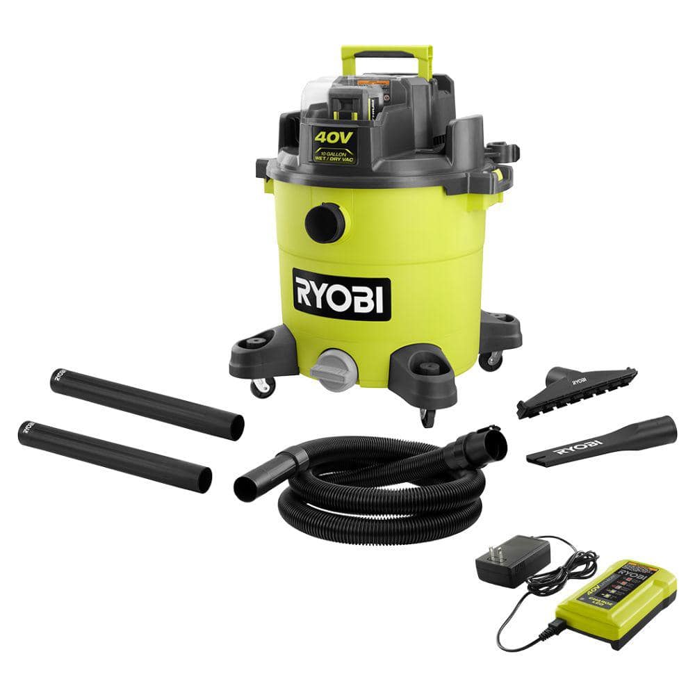 RYOBI 40V 10 gal. Cordless Wet/Dry Vacuum Kit with 40V 4.0 Ah Battery and 40V Charger