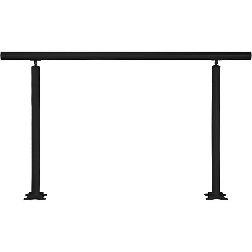 SKYSHALO Outdoor Stair Railing Fits, 35.8 in. x 62 in. W, Black,Aluminum, Stair Railing Kit,4-5 Steps Adjustable Stair Handrails (1)