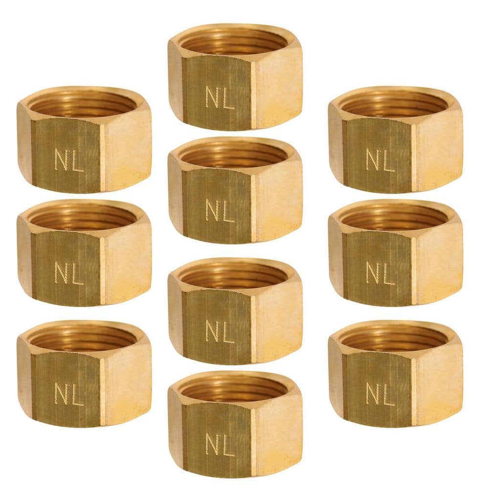 PLUMBFLEX 3/8 in. OD Compression Cap Brass for Use with Potable Water, Instrumentation, Hydraulic and Pneumatic Systems, 10-Pack (1)