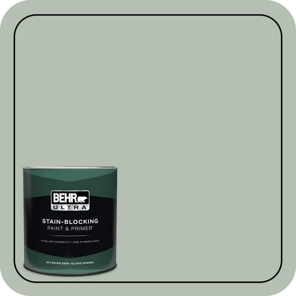 BEHR ULTRA 1 qt. #N400-3 Flagstaff Green Semi-Gloss Enamel Exterior Paint & Primer