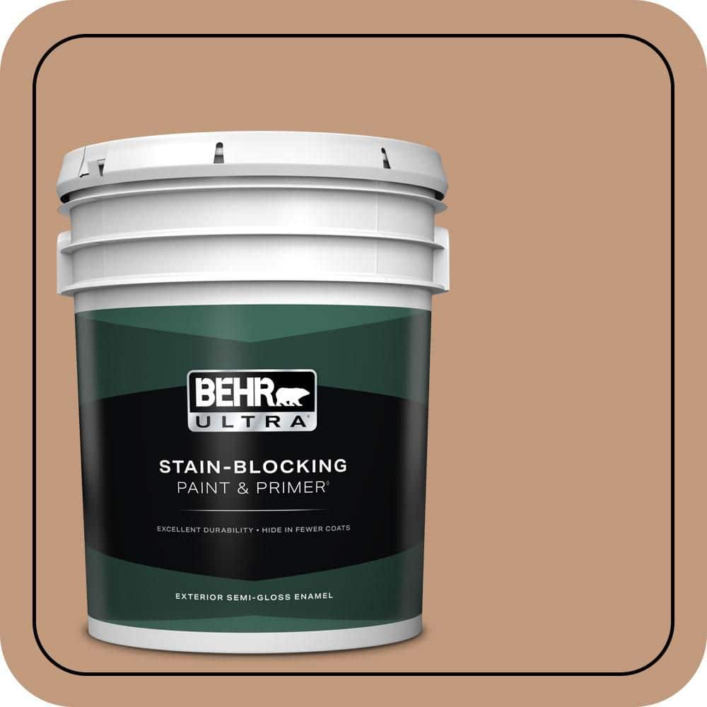 BEHR ULTRA 5 gal. #PPU3-12 Egyptian Pyramid Semi-Gloss Enamel Exterior Paint & Primer