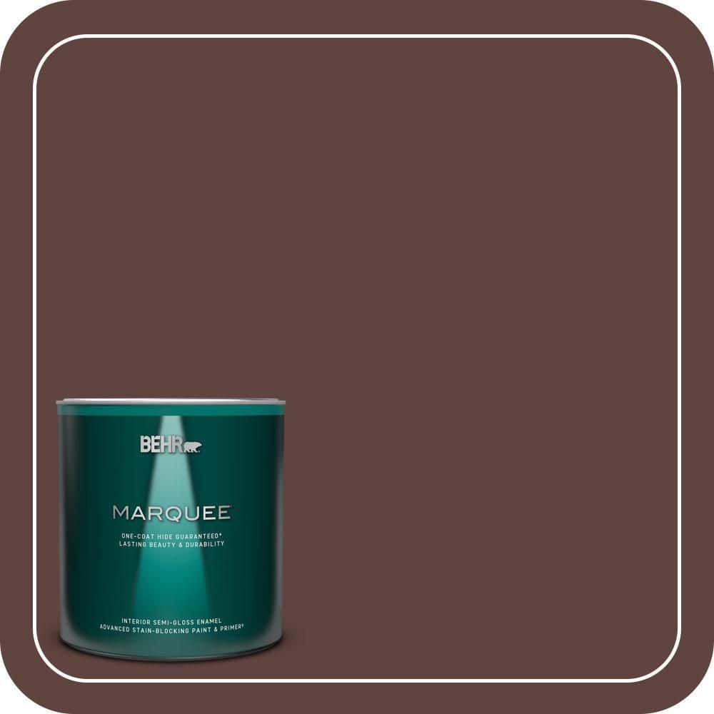 BEHR MARQUEE 1 qt. #MQ1-54 Death by Chocolate One-Coat Hide Semi-Gloss Enamel Interior Paint & Primer