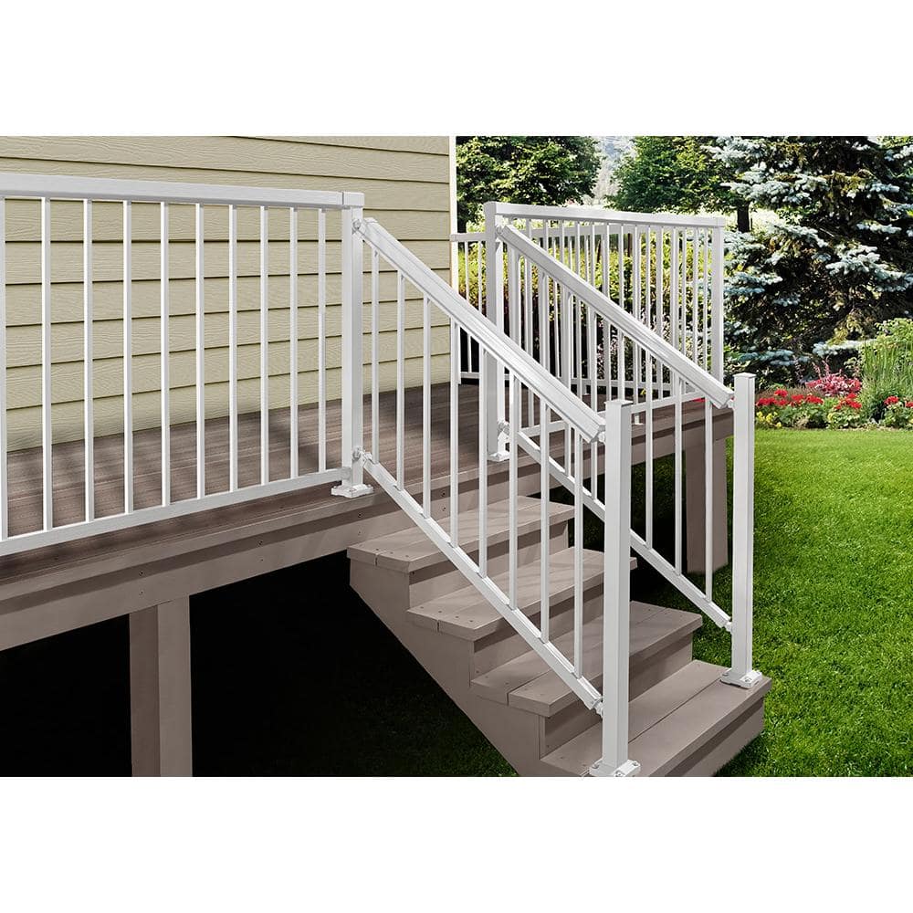PEAK Aluminum Railing 42 in. H x 6 ft. W Aluminum Deck Railing Stair Picket and Spacer Kit for 42 in. High System White (4)