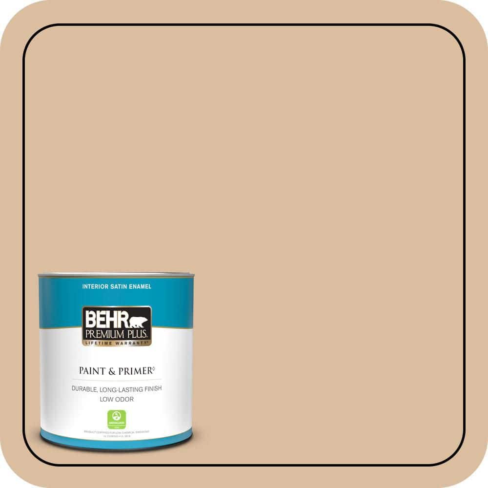 BEHR PREMIUM PLUS #PPU4-14 Renoir Bisque Flat Interior/Exterior Paint & Primer Color Sample (1)