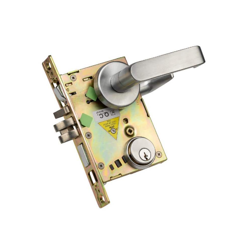 Taco DXML Series Right-Hand Heavy-Duty Commercial Mortise Lock with Sectional Leverset, Grade 1 Entry in Brushed Chrome