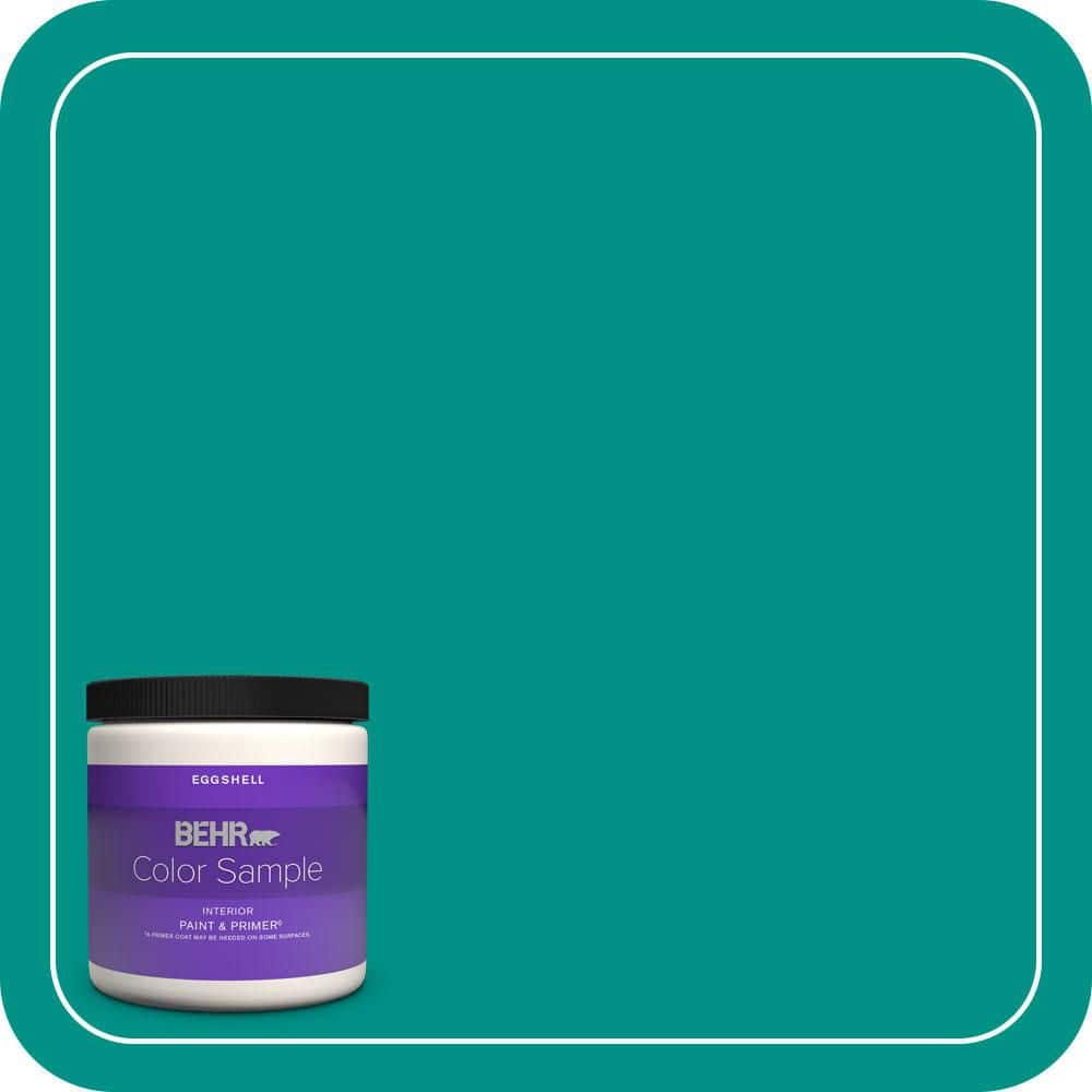 BEHR PREMIUM PLUS 8 oz. #490B-6 Emerald Coast Eggshell Enamel Interior Paint & Primer Color Sample
