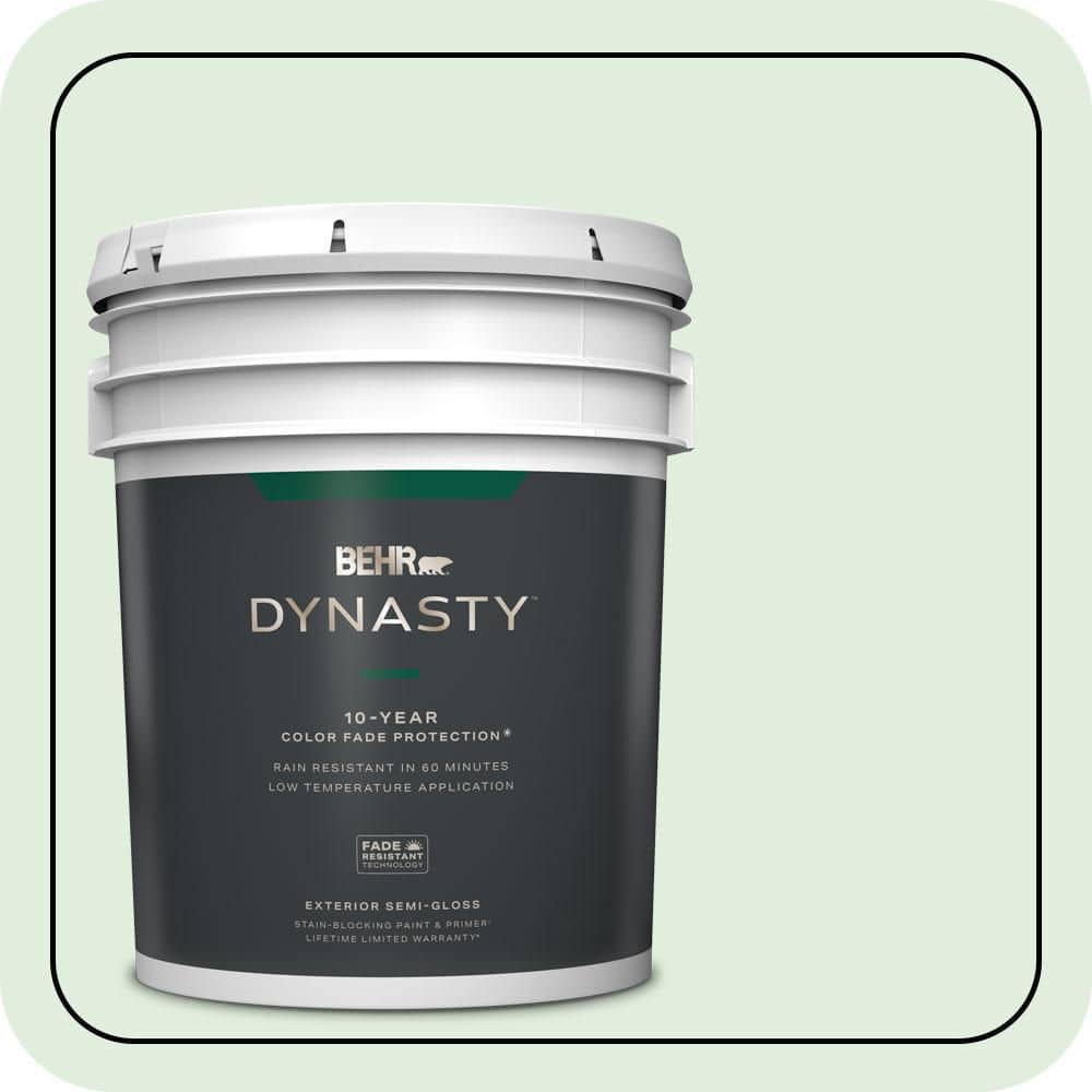 BEHR DYNASTY 5 gal. #460C-2 Spearmint Stick Semi-Gloss Exterior Stain-Blocking Paint & Primer