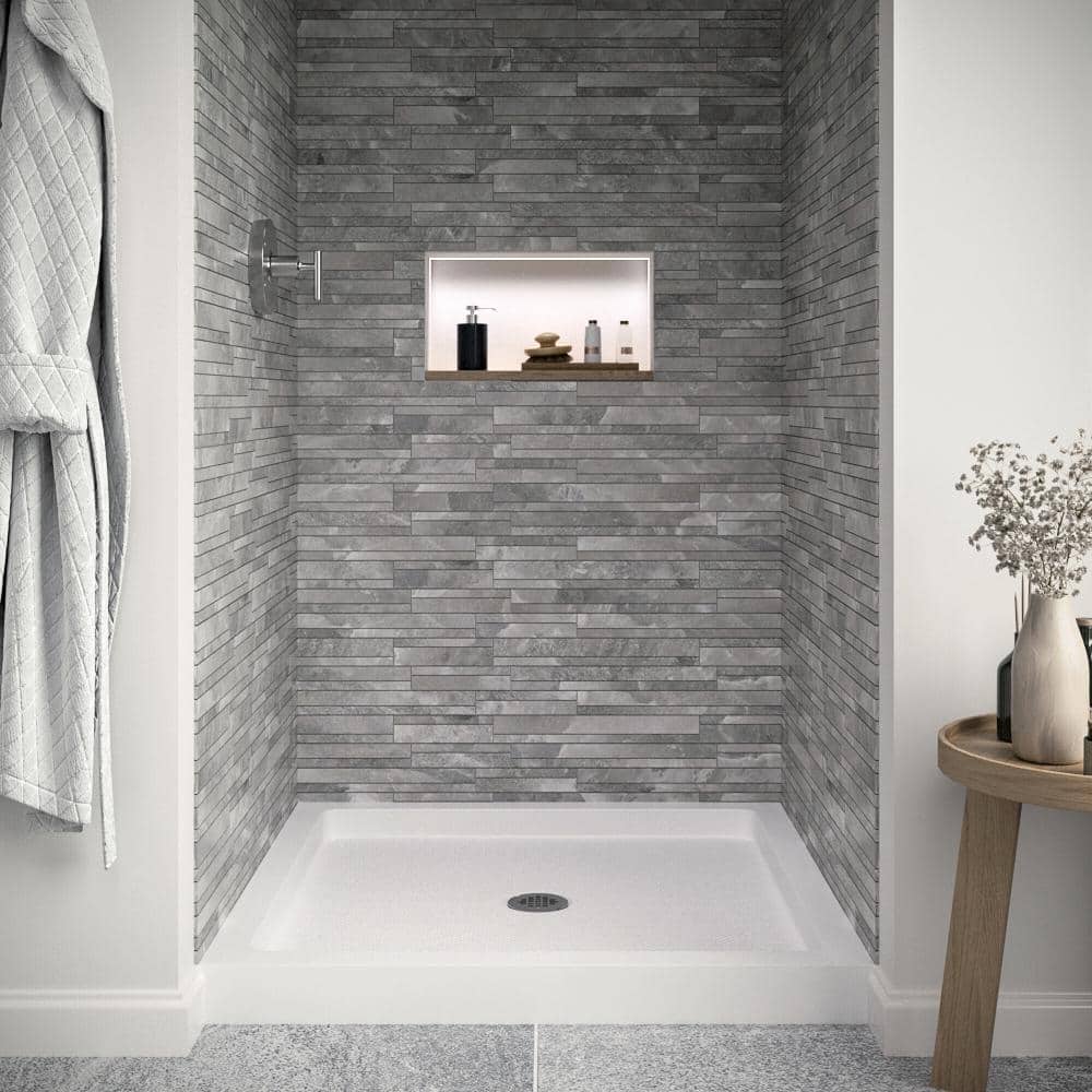 Streamline 36 in. L 36 in. W Alcove Acrylic Shower Pan Base with Drain, Drain Included (2)