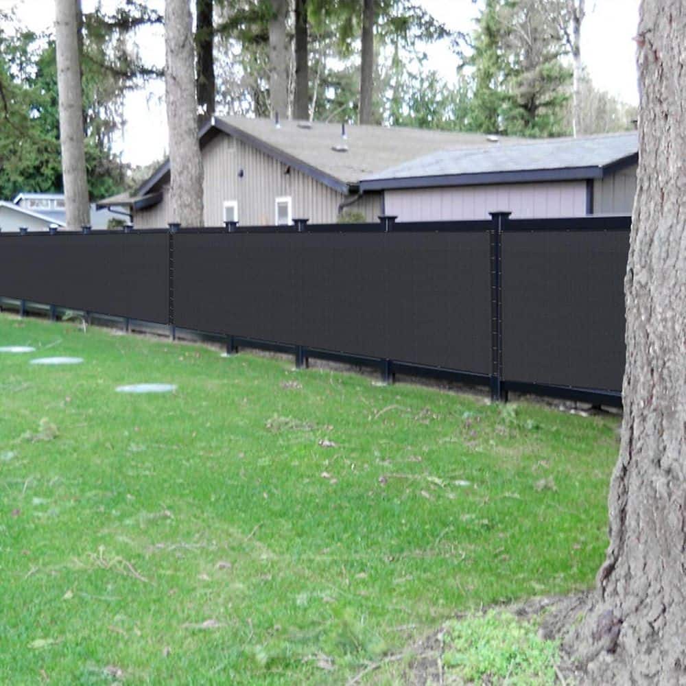 Unbranded Black HDPE Plastic Privacy Screen Fence 6 ft. x 50 ft. Heavy Duty Mesh Shade Net Cover for Garden Patio Backyard (3)
