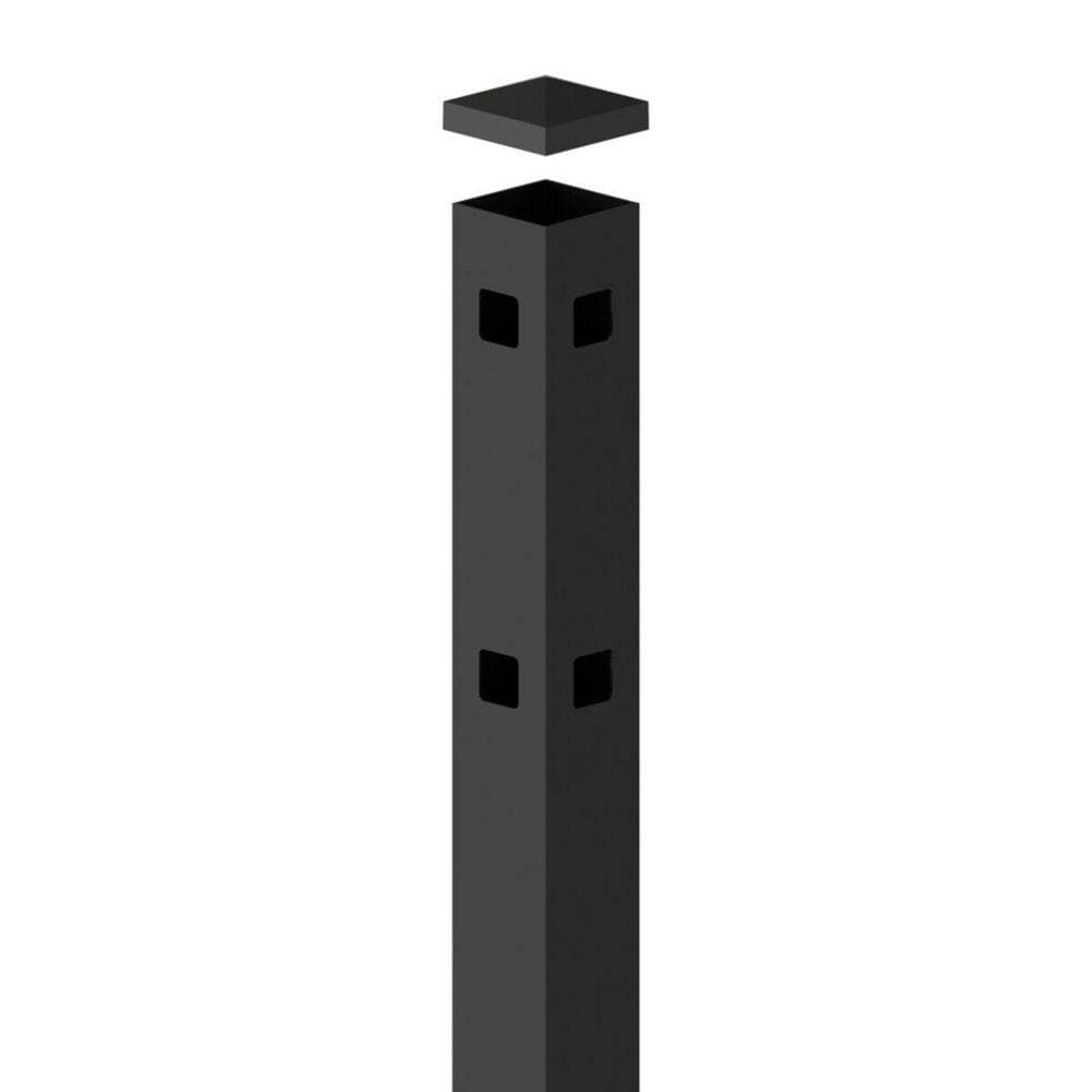 Barrette Outdoor Living 2 in. x 2 in. x 7-3/8 ft. Black Aluminum Fence Corner Post (2)