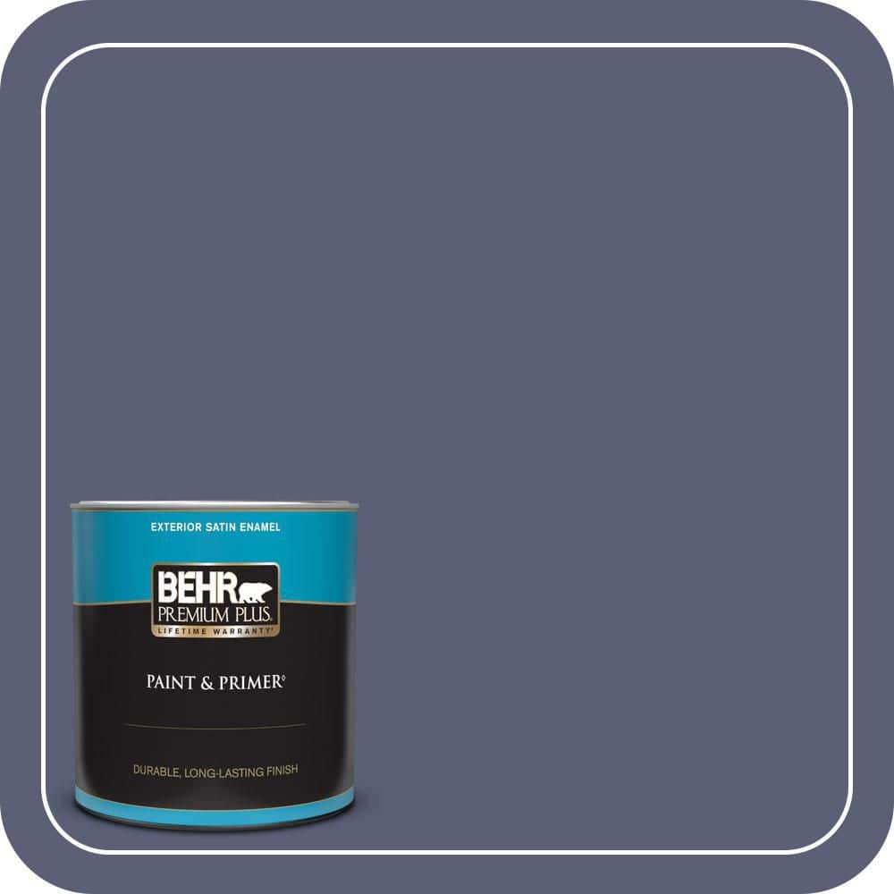 BEHR PREMIUM PLUS 1 qt. #S560-6 Blue Blood Satin Enamel Exterior Paint & Primer