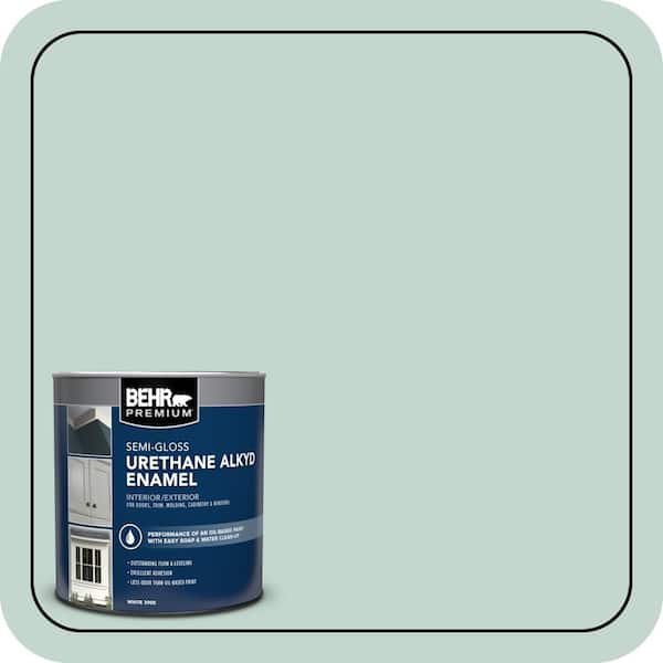 BEHR PREMIUM 1 qt. #470E-3 Aqua Smoke Semi-Gloss Enamel Urethane Alkyd Interior/Exterior Paint (2)