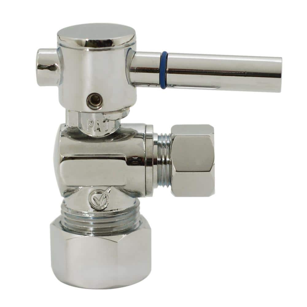 Westbrass 5/8 in. IPS x 3/8 in. O.D. Compression Outlet Angle Stop with 1/4-Turn Lever Handle, Polished Nickel (1)