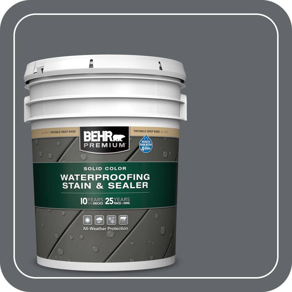 BEHR PREMIUM 5 gal. #PFC-65 Flat Top Solid Color Waterproofing Exterior Wood Stain and Sealer