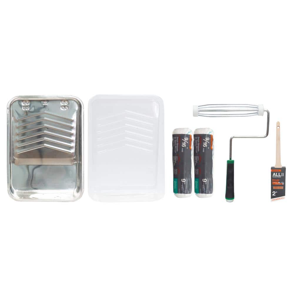 PRIVATE BRAND UNBRANDED Premium 6 Piece Paint Applicator Kit with Tray, Woven Roller Covers, Roller Frame, and Paint Brush (2)