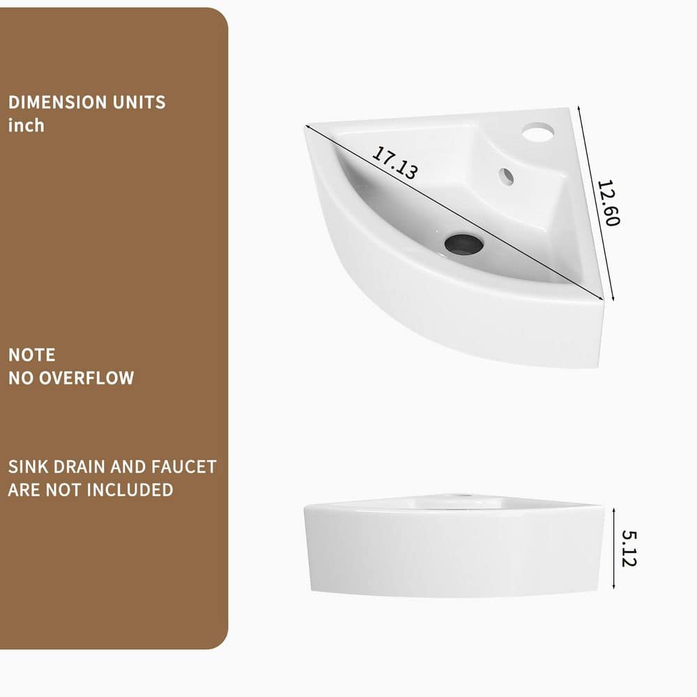 Dueyeeri 17.13 in. x 12.60 in. Wall Mounted Bathroom Sink in Milk White Ceramic (2)