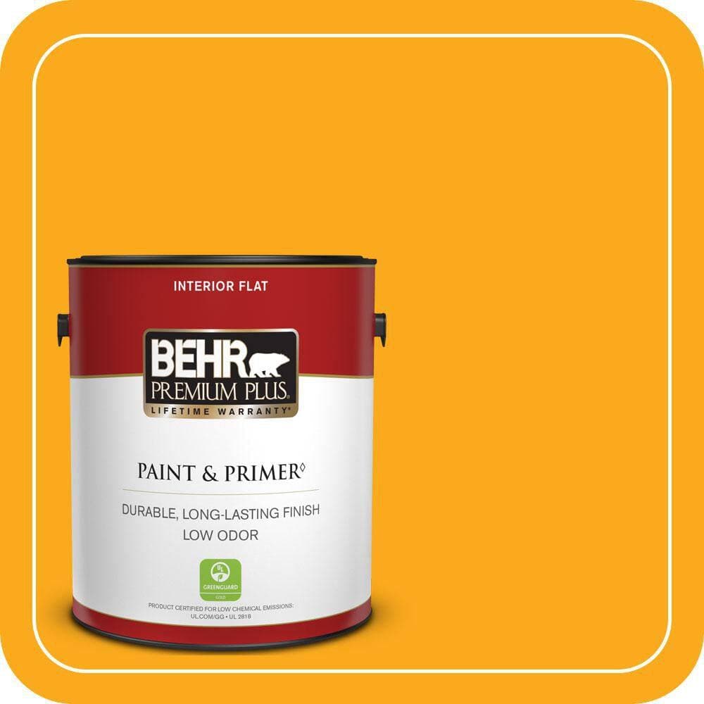 BEHR PREMIUM PLUS 1 gal. #P270-7 Sunny Side Up Flat Low Odor Interior Paint & Primer (1)