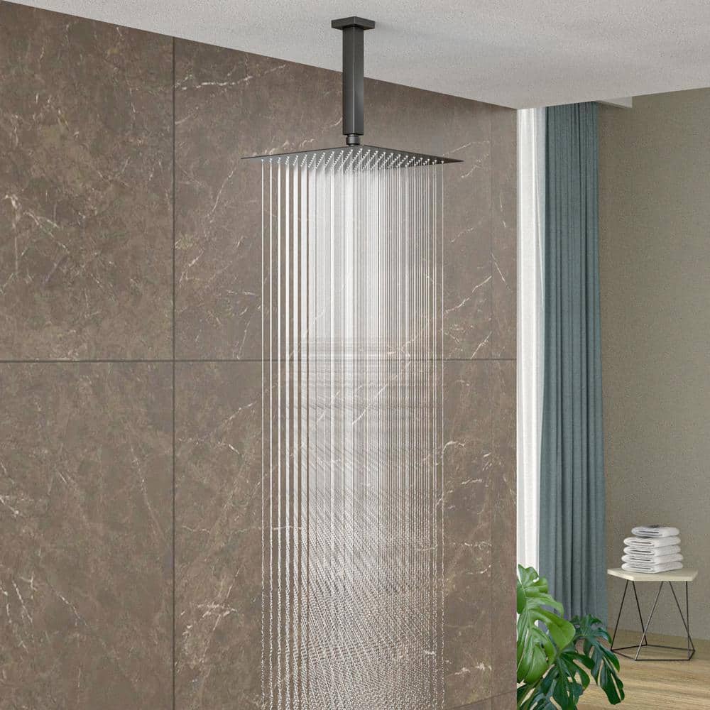 Logmey 8 in. Ceiling Mount Standard Shower Arm in Black (3)