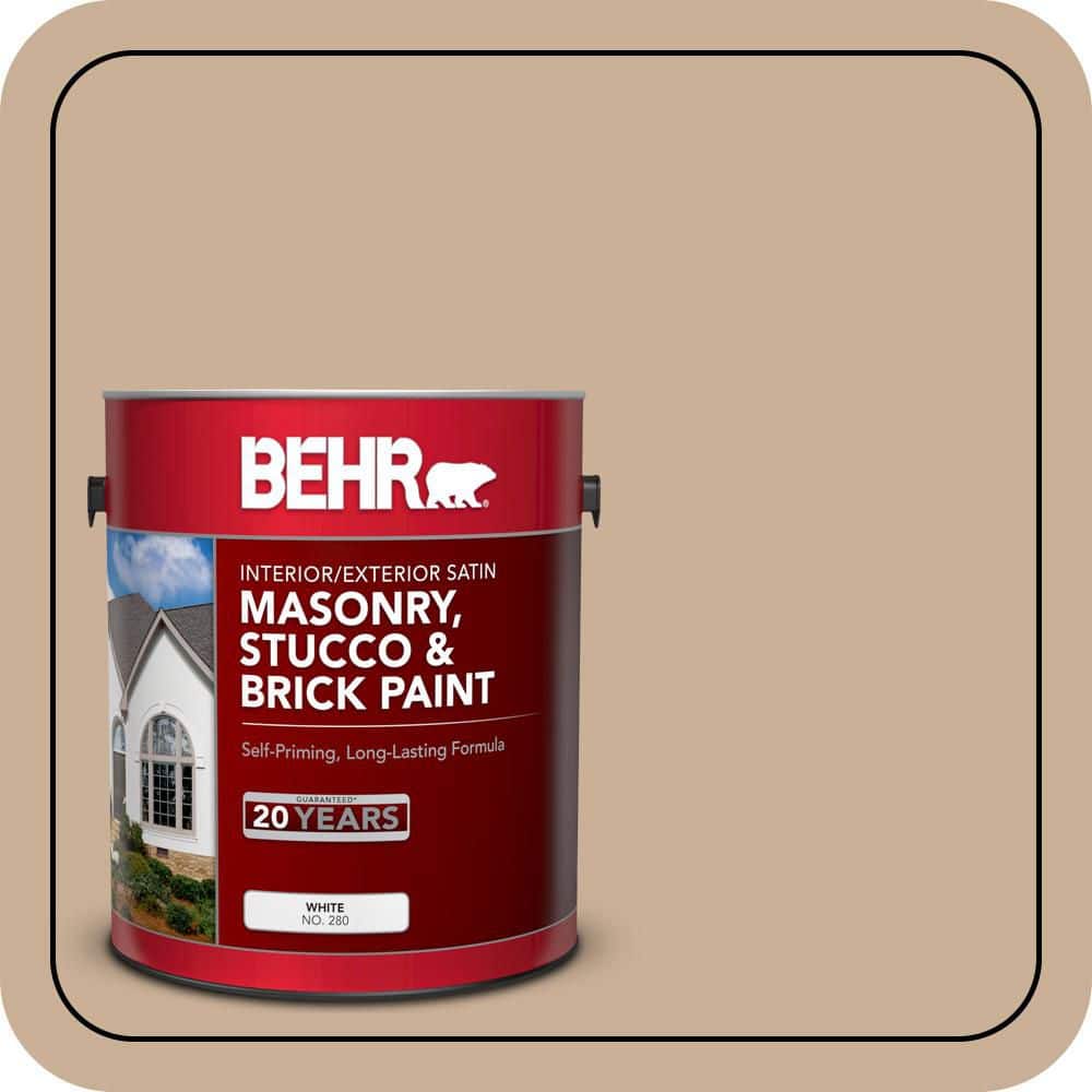 BEHR 5 gal. #N260-3 Polo Tan Satin Interior/Exterior Masonry, Stucco and Brick Paint
