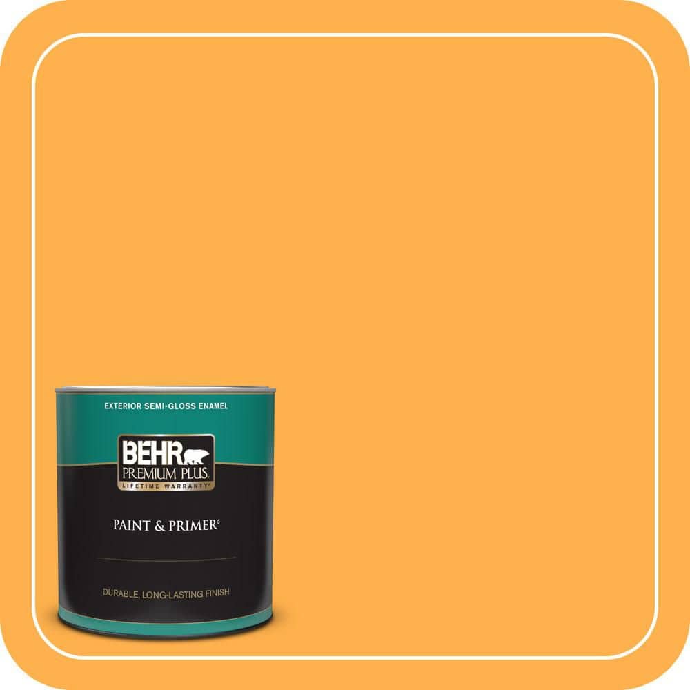 BEHR PREMIUM PLUS 1 qt. #P250-6 Splendor Gold Semi-Gloss Enamel Exterior Paint & Primer