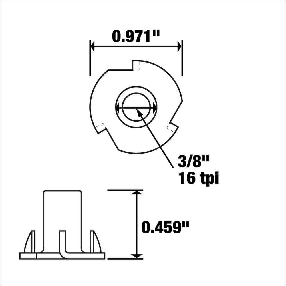 Everbilt 3/8 in.-16 Zinc Plated Tee Nut (2-Pack) (3)