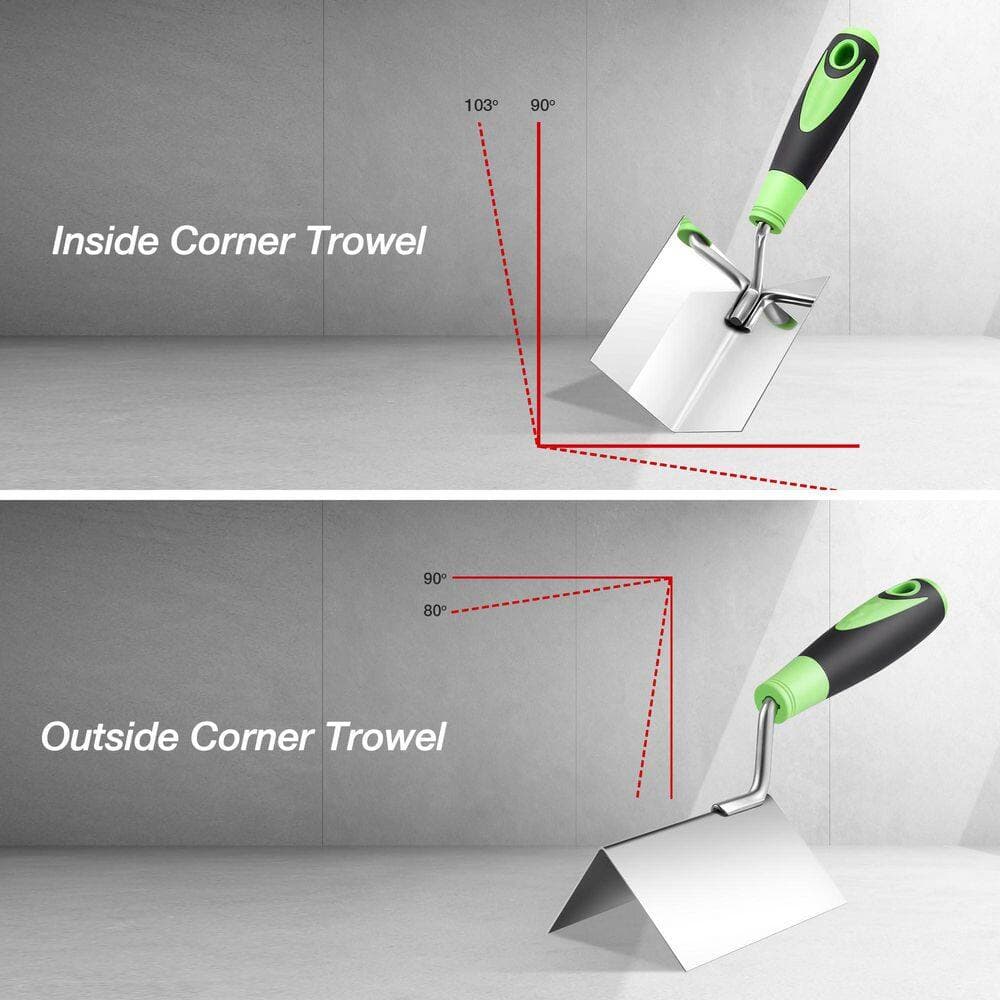 Laybus 2-Piece Drywall Corner Tool Set,5 in. x 3.94 in.Stainless Steel Sheetrock External Corner Trowel, Internal Corner Trowel (3)