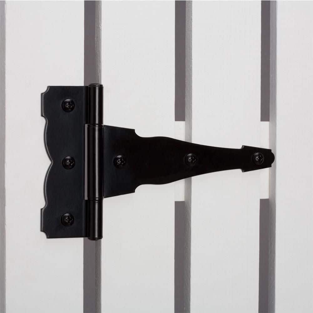 Everbilt 4 in. Standard Black Heavy-Duty Decorative Tee Hinge (2)
