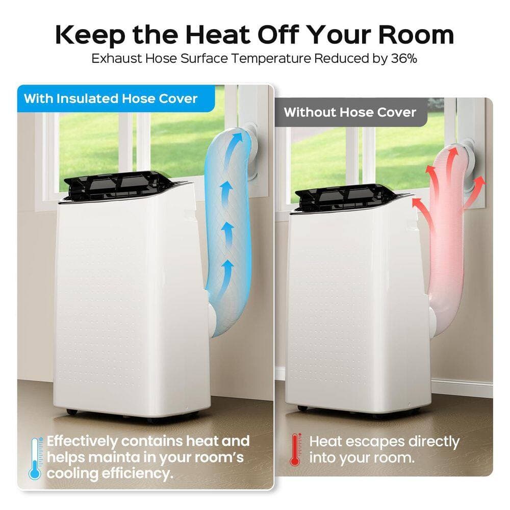 Wudkey 1-Piece Bath Accessory Set in Light Gray, Zippered Insulated AC Exhaust Hose Sleeve, 5.9 in. for Bathroom Heat Blocking (2)