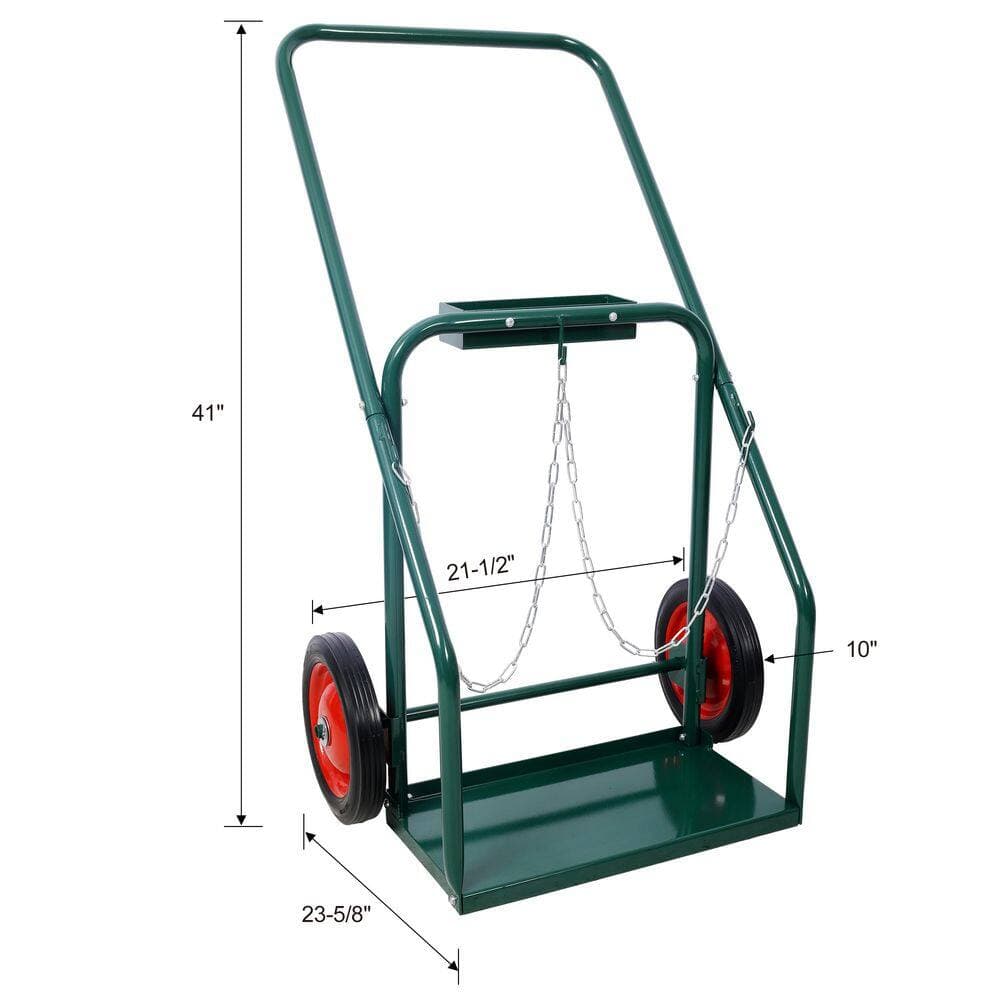 Amucolo 440 lbs. Capacity Cylinder Cart, Welding Cylinder Hand Truck, Dual Oxygen Tank Cart Dolly W/ 10 in. Solid Rubber Wheels (2)