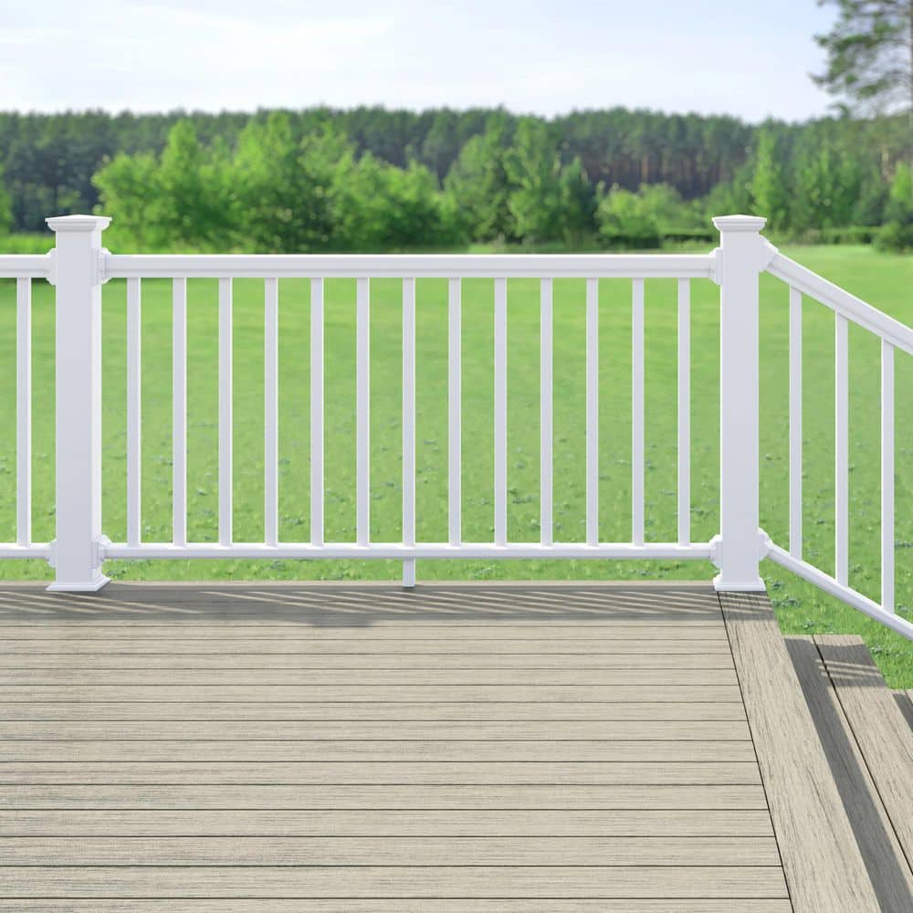 Deckorators 6 ft. x 42 in. White PVC Composite Horizontal Deck Railing Kit with Square Composite Balusters Includes Brackets (2)
