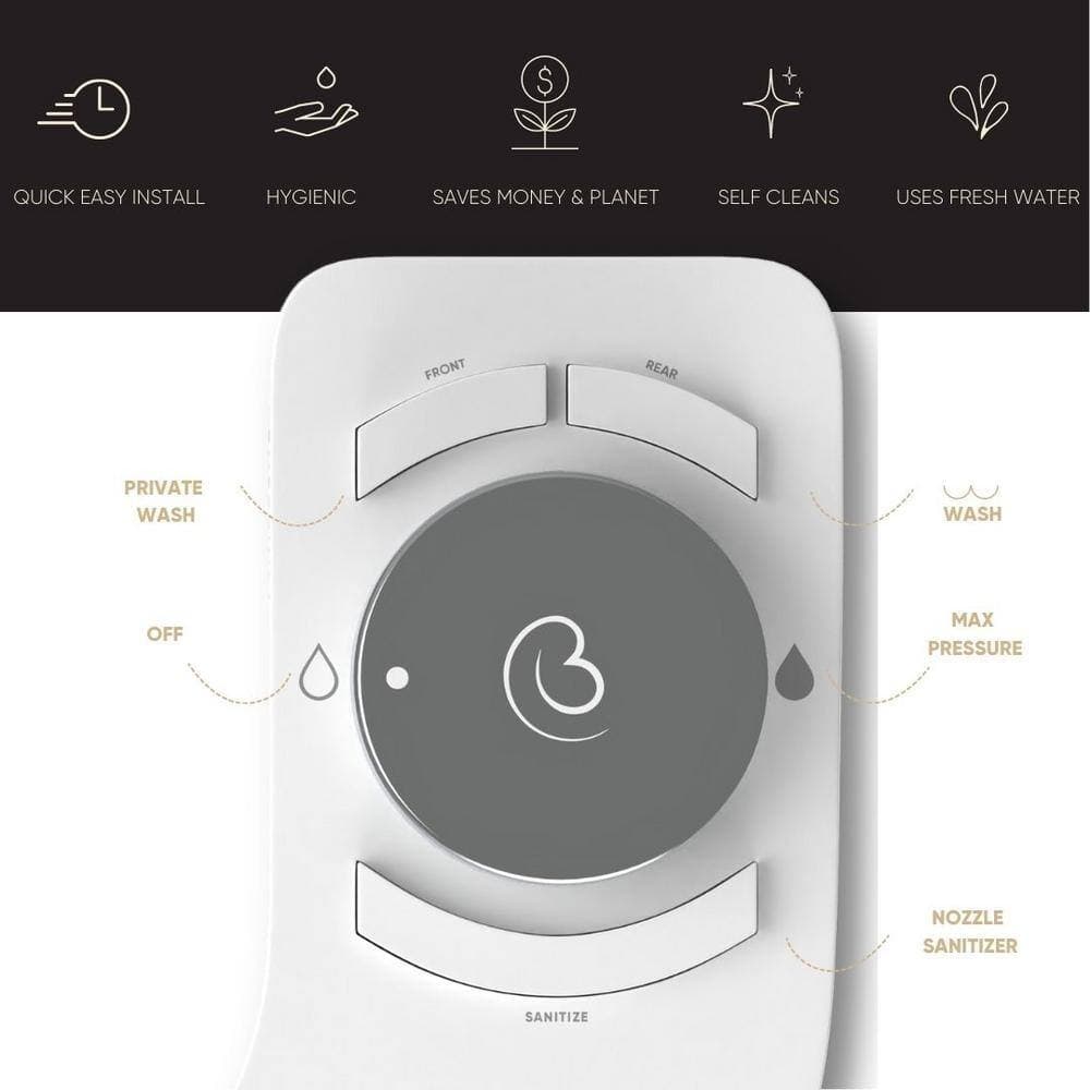BOSS INTERNATIONAL LLC Boss Bidet Revolution Single Temperature Non- Electric Toilet Bidet Attachment Water Spray Dual Nozzle in Platinum (2)