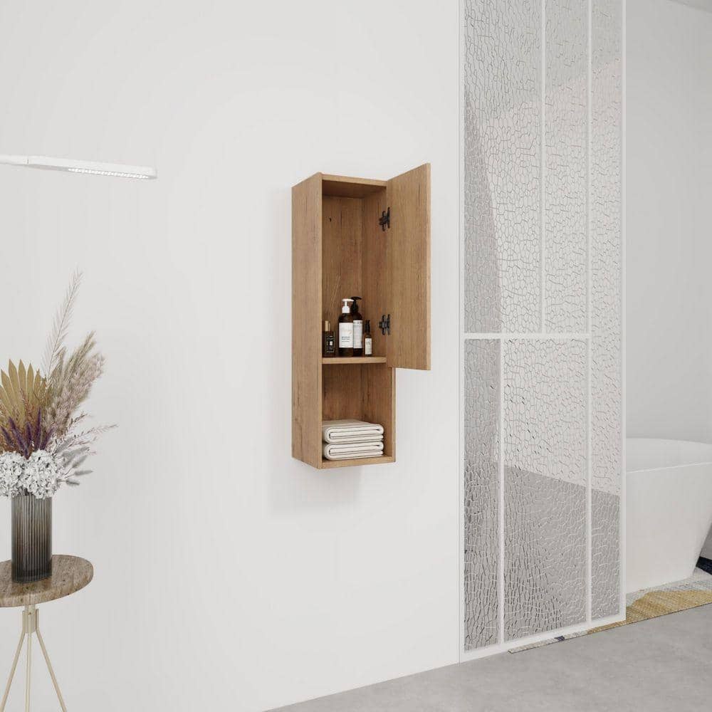 Modland Yunus 12 in. W x 9.81 in. D x 29.5 in. H Bathroom Storage Wall Cabinet in Imitative Oak (2)