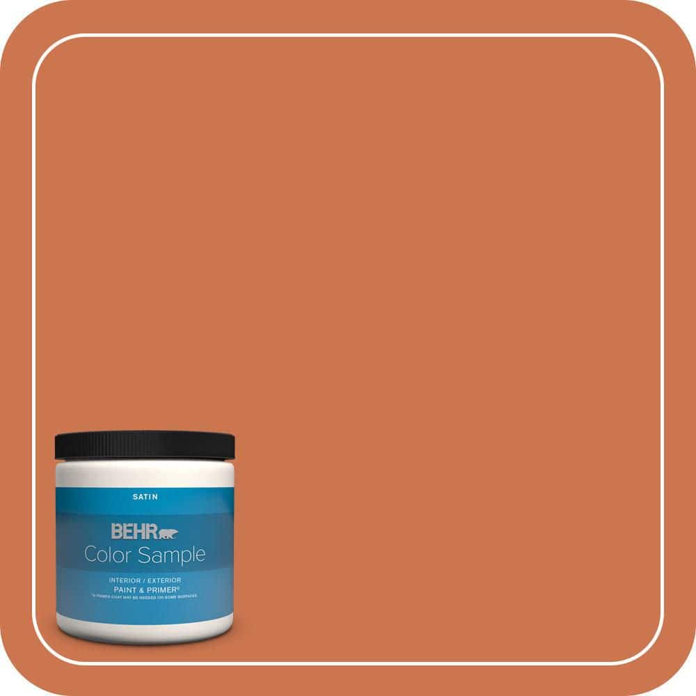 BEHR PREMIUM PLUS 8 oz. #PMD-103 Sweet Carrot Satin Enamel Interior/Exterior Paint & Primer Color Sample
