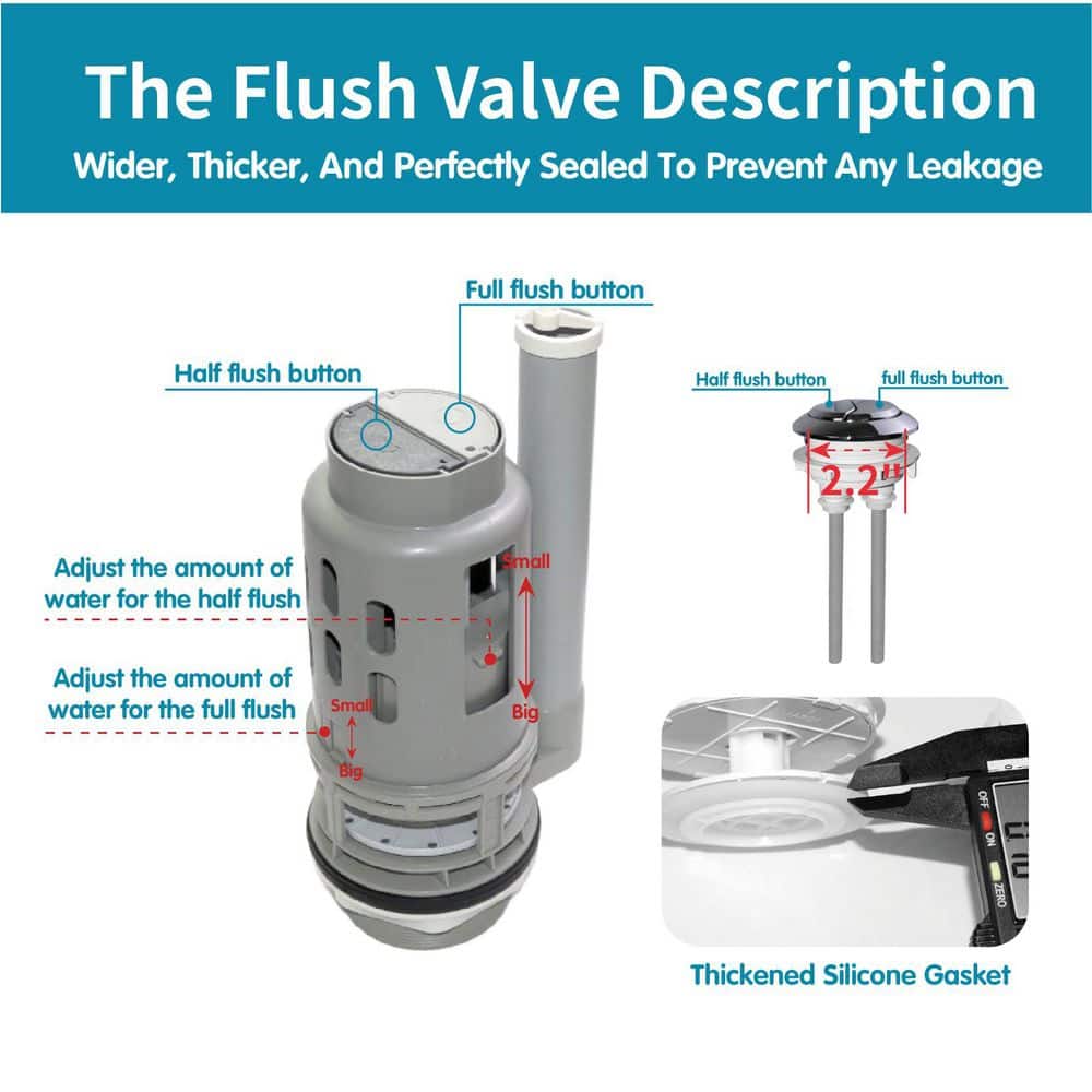 Helhom 3 in. Dual Flush Valve Replacement Kit for 2 Piece Toilet, Fits Most Universal Models, Includes 8.2 in. Flush Valve (3)