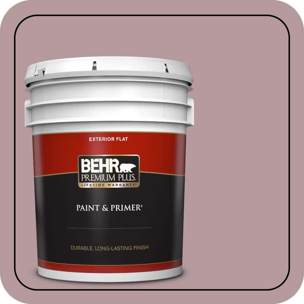 BEHR PREMIUM PLUS 5 gal. #PMD-71 Twilight Blush Flat Exterior Paint & Primer