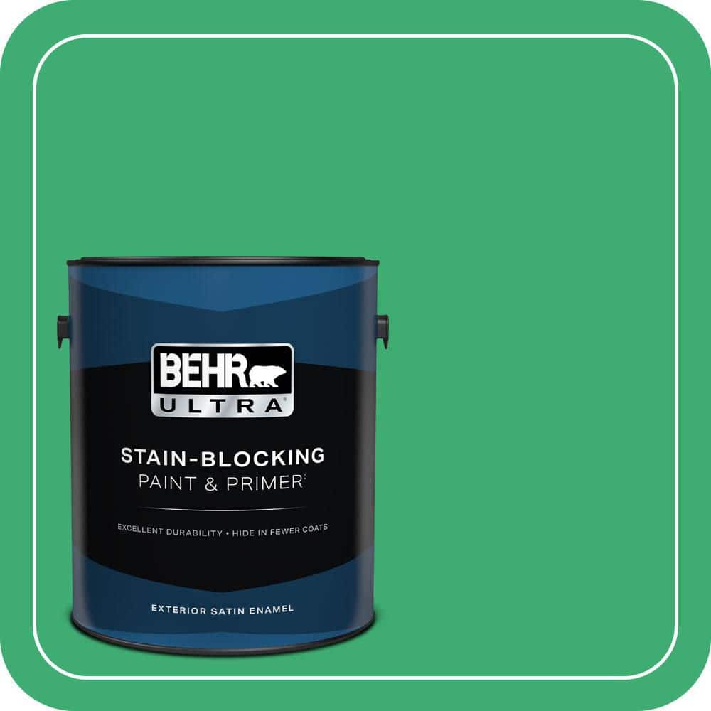 BEHR ULTRA 1 gal. #460B-5 Fresh Greens Satin Enamel Exterior Paint & Primer