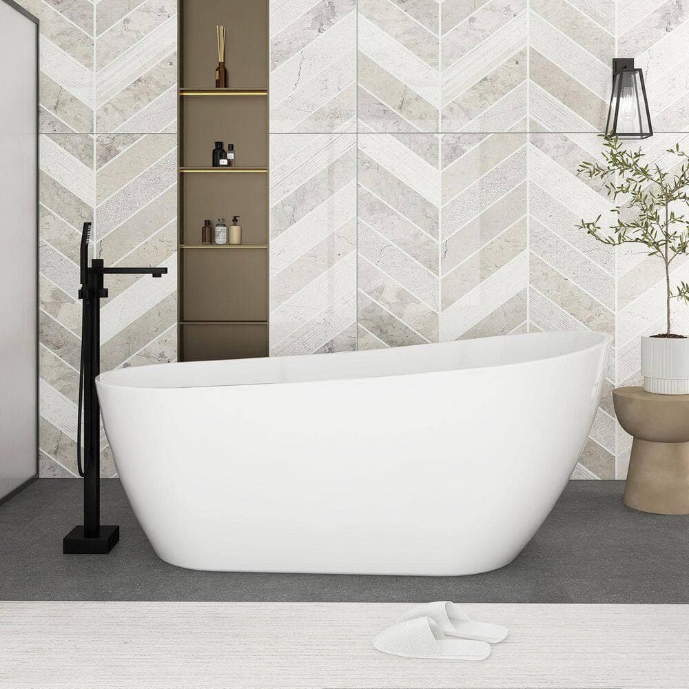 Boosicavelly 67 in. x 32 in. Acrylic Freestanding Soaking Bathtub in Glossy White (2)